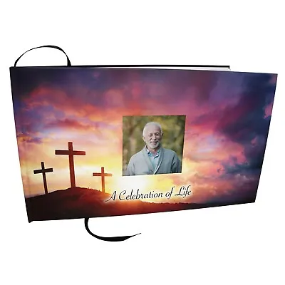 Three Crosses Funeral Guest Book Memorial Guest Book • $39.95
