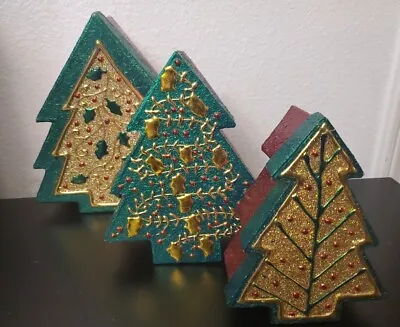 SET OF 3 Vintage Cardboard Gift Trinket Holiday Display Boxes - Christmas Trees • $28