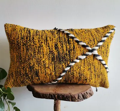 Moroccan Handmade Kilim Pillow Yellow Cushion Cover Throw Pillow Case Sofa Boho • $61