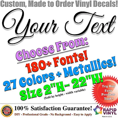 $32.99 • Buy Custom Vinyl Lettering Decal Car Truck RV Decals Sign Banner Window Text Sticker
