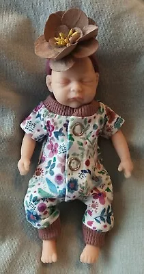6  Preemie Doll Clothes Flower Romper Flower Headband Silicone Reborn Handmade • $41.01