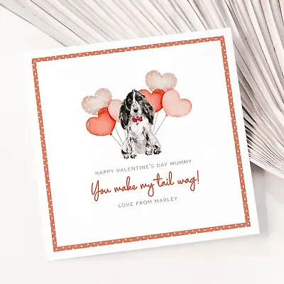 Personalised Black Cocker Spaniel Valentines Day Card From To The Dog Mum Dad • £3.20