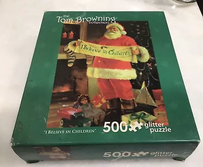 Tom Browning 500pc Panoramic GLITTER Jigsaw Puzzle BELIEVE IN CHRISTMAS Santa • $7.99