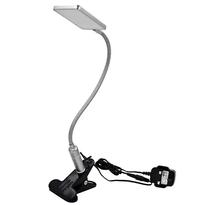 Touch Dimmable Clip On Silver LED Table Lamp Swing Arm LED Desk Reading Light • £19.99