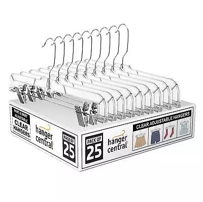 Durable Clear Plastic Pants Clothing Hangers With Clips 14 Inch 25 Pack • $22.39