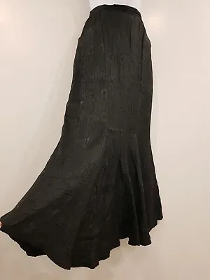Vintage Skirt Size 8 Black Fishtail Crinkle Texture Long Maxi Pockets Gothic • $37.03