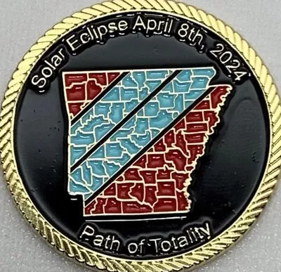 Total Solar Eclipse Challenge Coin 2024 U.S. Totality Path Entry And Exit Times • $26.50
