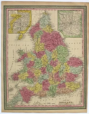  ENGLAND  Antique Authentic Mitchell Map 1850 • $65