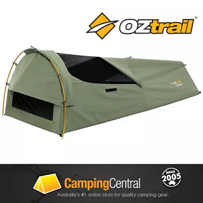 OZTRAIL WENTWORTH CANVAS SWAG Single 320gsm CANVAS SWAG With ALLOY POLES • $99.95