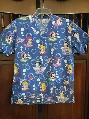 Rare Vtg Baby Boop Nurses Uniform Shirt  Smock 90s Comic Print Sz XS Made In USA • $8.41