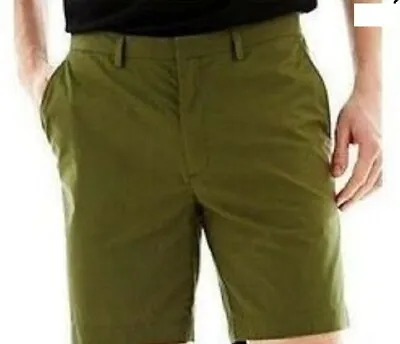 JF J. Ferrar -Mens Casual Flat-front Shorts   Size: 42    Color: Green Cypress • $16.99