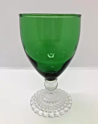 Anchor Hocking Fire King Green Bubble Depression Glass Goblet Stemware 5.5  • $20.95