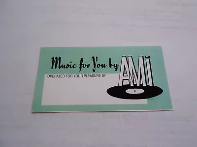 AMI CONTINENTAL JUKEBOX & OTHER AMI MODELS  OPERATOR CARD  Green • $5