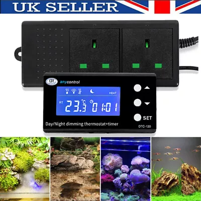 Dimming Reptile Digital Temperature Controller Day & Night LCD Thermostat Timmer • £24.99