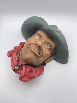 Rare Vintage Chalkware Cowboy Head For Wall Hanging Decor • $15