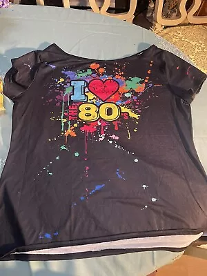 I Love The 80s  Print T Shirt Off Shoulder Ladies Retro Outfit Top • $8.50