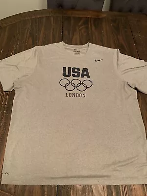 London Olympics T-Shirt Gray Men's Size XL Team USA Nike Dri-Fit Tee Summer 2012 • $24.99