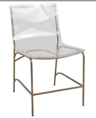 Gabby Penelope Antique Gold Clear Acrylic Dining Side Chair • $699