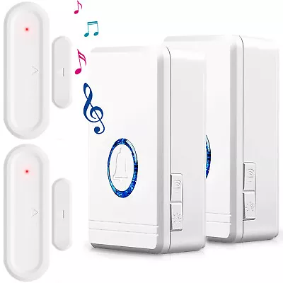 Wireless Door Open Chime 48 Tunes 5 Volume Level For Store 2 Receivers+2 Sensor • $34.94