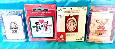 Set Of 4 - SANTA SNOWMAN MINI CHRISTMAS CROSS STITCH KITS Mix Brand • $44.65