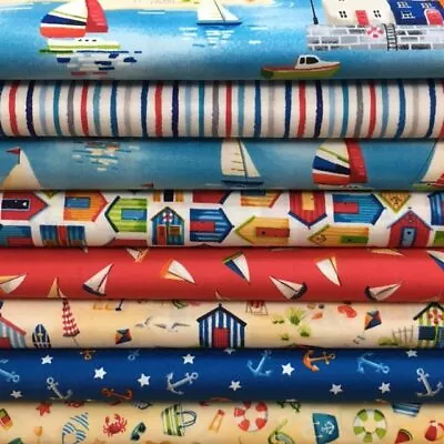 Makower 'Beside The Sea' Collection 100% Cotton Fat Quarter Half Or Whole Metre • £4