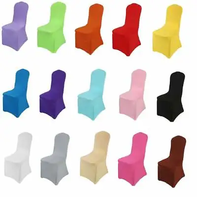 Dining Room Chair Covers Slip SEAT Cover Stretch Removable Wedding Party • £2.29