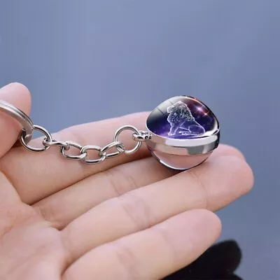 New Keychain Crystal Ball 12 Luminous Constellation Pendant Glow In The Dark • $6.88