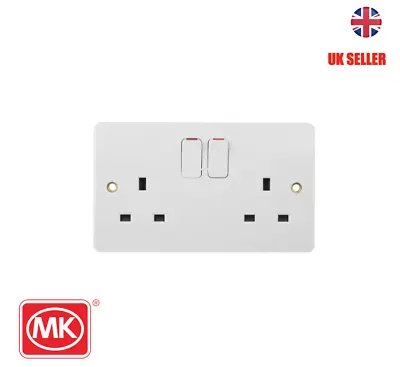 Mk Double 2-gang Dp Switched Plug Socket White Logic Plus 13a • £14.99