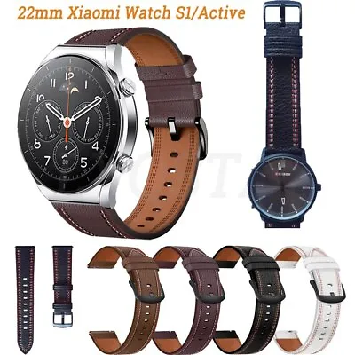 22mm Leather Strap For Xiaomi Watch S1 Global Band Mi Watch S1 Active Color 2 • £3.55