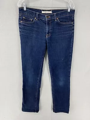 J Brand Jeans Women's 33 X 29 Actual Blue Denim Mid Rise Straight Dark Wash • $24.99