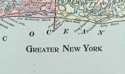 Vintage 1900 GREATER NEW YORK Map 14 X11  Old Antique Original MANHATTAN QUEENS • $57.36