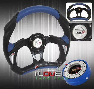 320mm Blue Battle Steering Wheel + 1.5  Thin Quick Release Kit + Jdm Horn Button • $47.99