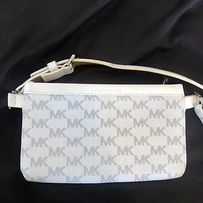 Michael Kors MK Leather Mini Clutch Crossbody Handbag Bag White • $27.98