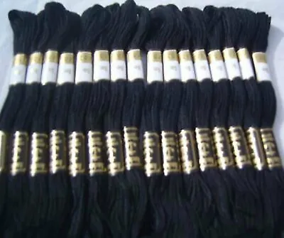 24 X Anchor Black Cotton Skeins Hand Embroidery Floss & Thread JANOME UK • £8.99