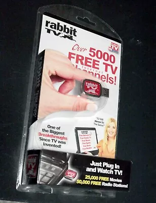RABBIT TV Over 5000 Free TV Internet Channels USB Plug-In NIP NEW As Seen On TV • $12.99