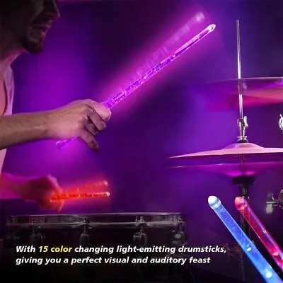Drum Stick Glow In The Dark Stage Performance Luminous Drumstick 1 Pair Lot B6 • $34.03