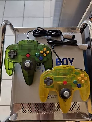 Lot Of 2 New Nintendo 64 Controllers Transparent Green & Yellow • $30