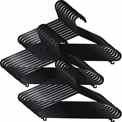 £26.95 • Buy Black Adult Plastic Coat Hangers Trousers Clothes Hangers W Trouser Bar & Lips