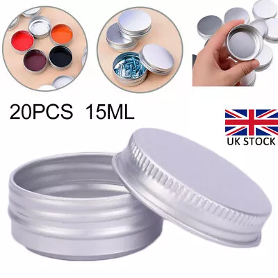 20pcs 15ml Aluminum Tin Jars Cosmetic Empty Screw Lid Containers Lip Balm DIY UK • £7.98