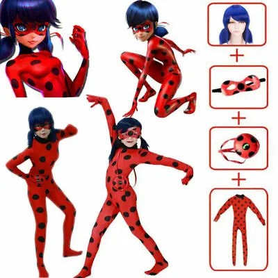 KIDS BOOK WEEK : Girls Ladybug Jumpsuit Outfits Cos Tight Costume Fancy Dress ## • £14.10