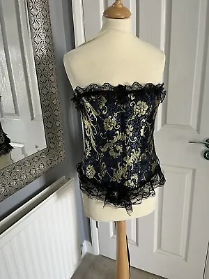 Gorgeous Size L  / Large Basque - Metal Front Fastenings - Lace Up Back • £9.99