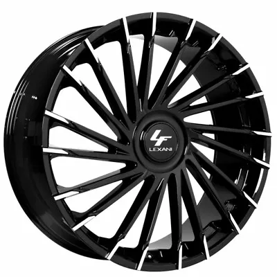 22  Staggered Lexani Wheels Wraith-XL Gloss Black MT Rims And Tires Pkg W/ TPMS • $3618