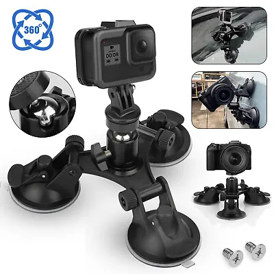 Triple Suction Cup Car Holder Mount For GoPro Hero 10 9 8 7 6 5 DJI OSMO Camera • $16.98