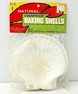 Natural Scallop Baking Shells Ovenproof Shell Set Of 4 Made In Japan NOS Vintage • $12.99