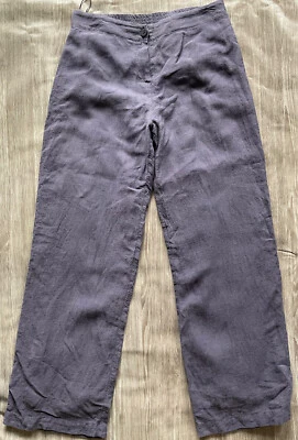 £45 • Buy Crea Concept Linen Wide Leg Purple Grey Trousers 42 UK 14 Lagenlook Balloon Leg