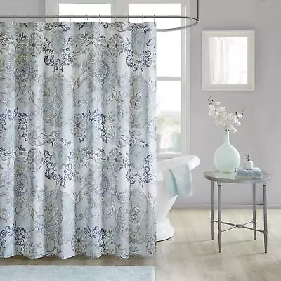 Isla 100% Cotton Percale Shower Curtain Floral Medallion Boho Printed Waterc... • $31.41