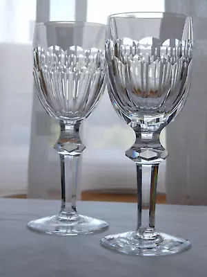Waterford Crystal Curraghmore White Wine Glasses Set Of 2 Vintage Signed • £80