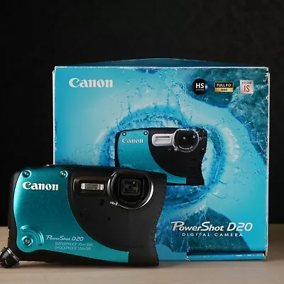 Canon PowerShot D20 12.1MP Waterproof Digital Camera Blue *EXCELLENT* W BOX! • $119.95