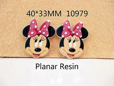 5 X 40mm MINNIE MOUSE WITH PINK BOW LASER CUT FLAT BACK RESIN HEADBAND HAIR BOWS • £1.89