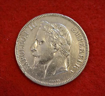 France Empire 5 Francs 1867A-Silver-Napoleon III-#5131 • £18.87